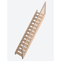 Escalier en hêtre Savoie droit avec rampe à balustres moulurés 275 x 84 cm SOGEM