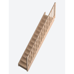 Escalier en hêtre Savoie droit avec rampe à balustres moulurés 275 x 84 cm SOGEM