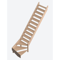 Escalier en hêtre Savoie 1/4 tournant bas droit 275 x 82 cm SOGEM