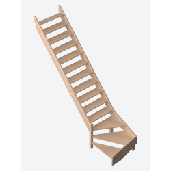Escalier en hêtre Savoie 1/4 tournant bas gauche 275 x 82 cm SOGEM