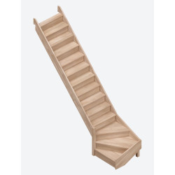 Escalier en hêtre Savoie 1/4 tournant bas gauche 275 x 82 cm SOGEM