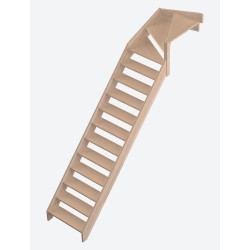 Escalier en hêtre Savoie 1/4 tournant haut droit 275 x 84 cm SOGEM