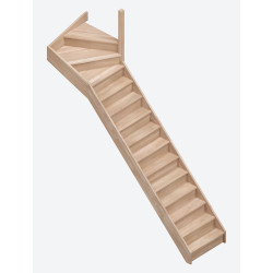 Escalier en hêtre Savoie 1/4 tournant haut droit 275 x 84 cm SOGEM