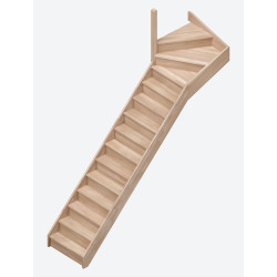 Escalier en hêtre Savoie 1/4 tournant haut gauche 275 x 84 cm SOGEM