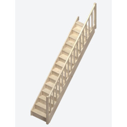Escalier en sapin Jura droit avec rampe à balustres moulurés 275 x 84 cm SOGEM