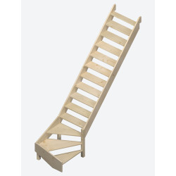Escalier en sapin Jura 1/4 tournant bas droit 275 x 82 cm SOGEM