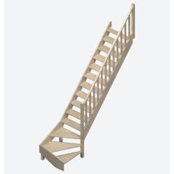Escalier en sapin Jura 1/4 tournant bas droit 275 x 84 cm SOGEM
