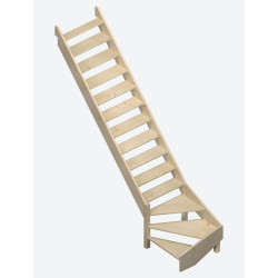 Escalier en sapin Jura 1/4 tournant bas gauche 275 x 82 cm SOGEM