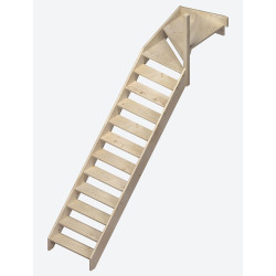 Escalier en sapin Jura 1/4 tournant haut droit 275 x 84 cm SOGEM