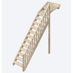 Escalier en sapin Jura 1/4 tournant haut droit 275 x 84 cm SOGEM