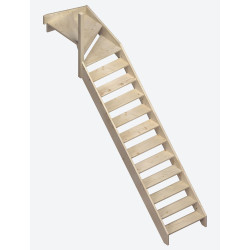 Escalier en sapin Jura 1/4 tournant haut gauche 275 x 84 cm SOGEM