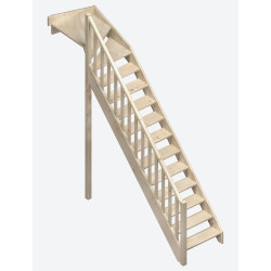 Escalier en sapin Jura 1/4 tournant haut gauche 275 x 84 cm SOGEM