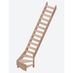 Escalier en hêtre Alsace 1/4 tournant droit 320 x 70 cm SOGEM
