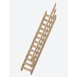 Escalier en chêne Ardennes droit avec rampe à lisses 280 x 72