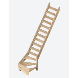 Escalier en hêtre Ardennes 1/4 tournant droit 320 x 70 cm SOGEM