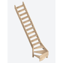 Escalier en chêne Ardennes 1/4 tournant gauche 320 x 73 cm SOGEM
