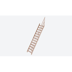 Escalier de meunier en sapin Cottage Junior avec rampe à lisses 280 x 67