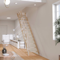 Escalier de meunier en sapin Cottage Junior+ avec rampe à lisses 280 x 67