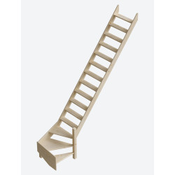 Escalier de meunier en sapin Cottage Junior+ 1/4 tournant droit 320 x 64