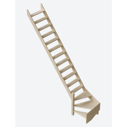 Escalier de meunier en sapin Cottage Junior+ 1/4 tournant gauche 320 x 64