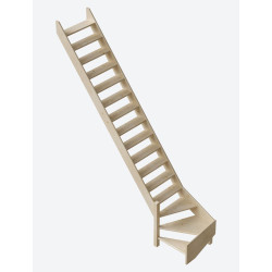 Escalier de meunier en sapin Cottage Medium+ 1/4 tournant gauche 340 x 70 cm SOGEM