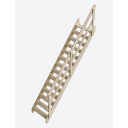 Escalier de meunier en sapin Cottage Large avec rampe à lisses maxi 300 x 83 cm SOGEM