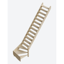 Escalier de meunier en sapin Cottage Large+ 1/4 tournant droit 340 x 80 cm SOGEM