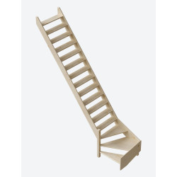 Escalier de meunier en sapin Cottage Large+ 1/4 tournant gauche 340 x 80 cm SOGEM