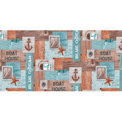 Nappe en PVC non tissé Boat House cognac 140 cm au mètre HOBBY