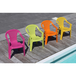 Salon de jardin enfant fushia :Table + 2 chaises CAMELIA