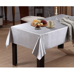 Nappe en PVC métallique Lines argent 140 cm au mètre JOY