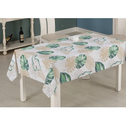 Nappe en PVC Touch-Skin Feuille Tropical 140 cm au mètre JOY