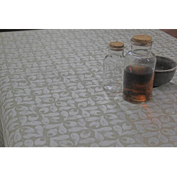 Nappe jacquard tissé Alisé crème 140 cm au mètre JOY
