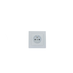 Prise encastrable bipolaire avec broche de terre et plaque de finition blanc mat PROFILE