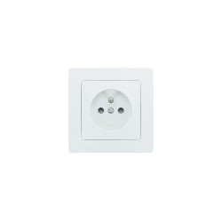 Prise encastrable bipolaire avec broche de terre et plaque de finition blanc 6 pièces PROFILE