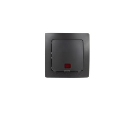 Interrupteur encastrable avec bouton poussoir et LED noir mat PROFILE
