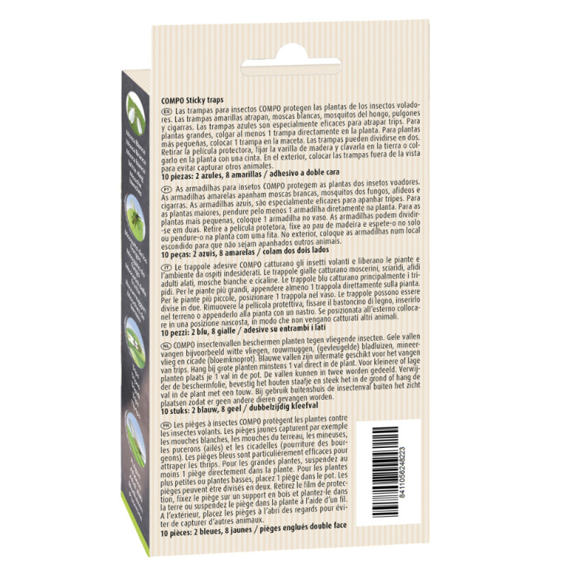 Piège collant pour insectes volants Bio 10 pièces COMPO