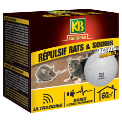 Répulsif à ultrasons anti-rats et souris 60 m² KB HOME DEFENSE