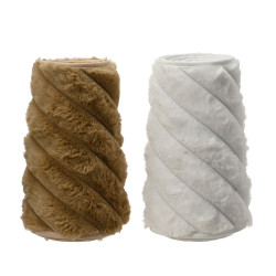 Cache pied pour sapin en polyester blanc et brun Ø 56 x 22 cm