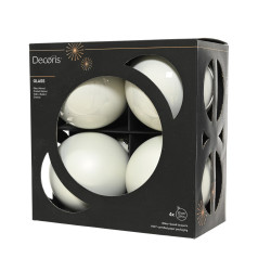 Set de boules de Noël en verre blanc d'hiver Ø 10 cm 4 pièces DECORIS