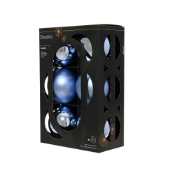 Set de boules de Noël en verre bleu aube Ø 8 cm 6 pièces DECORIS