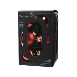 Set de boules de Noël en verre rouge Noël Ø 6 cm 12 pièces DECORIS