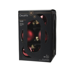 Set de boules de Noël en verre bordeaux Ø 6 cm 12 pièces DECORIS
