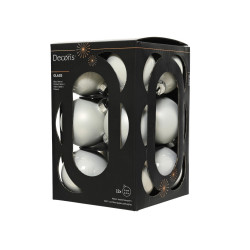 Set de boules de Noël en verre blanc d'hiver Ø 6 cm 12 pièces DECORIS