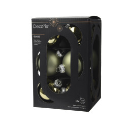 Set de boules de Noël en verre vert romarin Ø 6 cm 12 pièces DECORIS