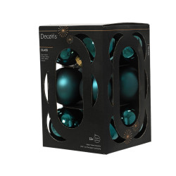 Set de boules de Noël en verre vert émeraude Ø 6 cm 12 pièces DECORIS