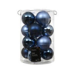 Set de boules de Noël en verre bleues Ø 8 cm 16 pièces DECORIS