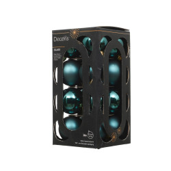 Set de boules de Noël en verre vert émeraude Ø 3