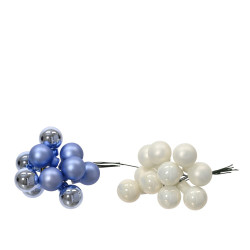 Grappe de 10 boules de Noël en verre blanche ou bleue DECORIS