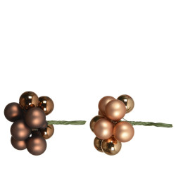 Grappe de 10 boules de Noël en verre espresso ou brandy DECORIS